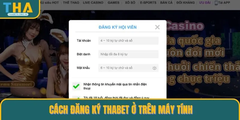 Những thao tác đăng ký THABET thông qua máy tính